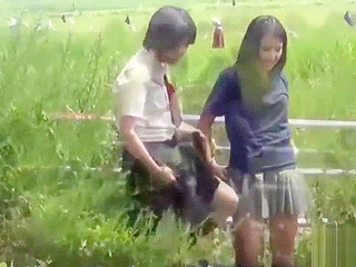 Jav Teens Gushing Golden Shower in a Rural Field - Full HD Porn