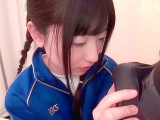 Fuckable pigtailed teen with cute face sucking cock