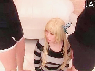 Japanese porn star with nippon XXX tits gives horny blowjobs