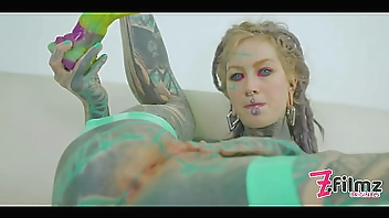 Tattooed hippie ANAL lover stretching her ANAL and pushes out her prolapse and gets fucked by a big dick